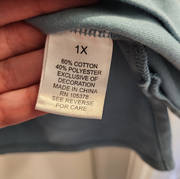 Drapers & Damon's Cotton Polyester 3/4 sleeve top. Size 1x, preloved. - Picture 5 of 5